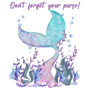Self-adhesive seagrass mermaid tail wall sticker with watercolor seashells for decor