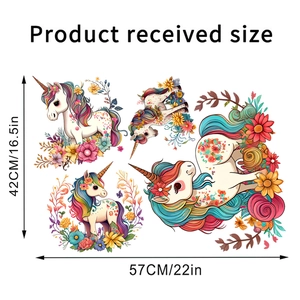 Dimensioni adesivo murale unicorno floreale 57cm x 42cm per decorazione cameretta