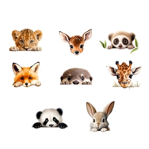 Set of 8 cute animal wall stickers featuring lion giraffe and panda for nursery decor