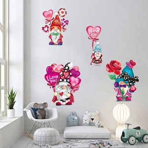 Stickers muraux autocollants de gnomes de Saint-Valentin pour chambre d'enfant