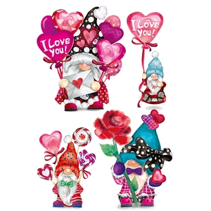 Stickers muraux Gnomes de la Saint-Valentin avec montgolfières pour décoration