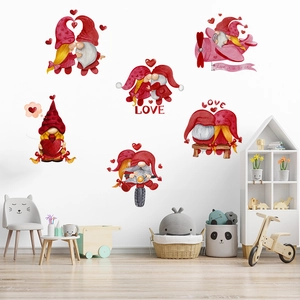 Stickers Muraux Gnome Cœur Saint-Valentin PVC Imperméable Autocollants Romantiques Amour Pour Décoration Chambre Salon
