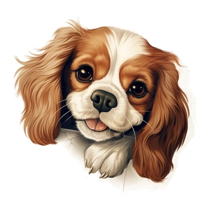 Detailed close-up of a brown and white Cavalier King Charles Spaniel dog wall sticker