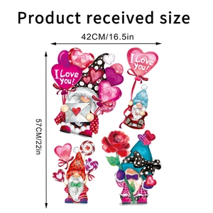 Détails des dimensions des stickers muraux nains de la Saint-Valentin avec ballons