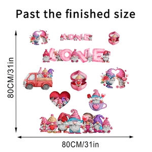 Détails des stickers muraux Gnomes de la Saint-Valentin avec dimensions incluses
