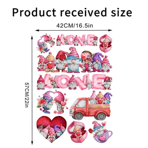 Planche de stickers Gnomes de la Saint-Valentin et camion Love, 42 cm x 57 cm