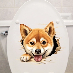 3D Shiba Inu dog waterproof self-adhesive wall sticker for toilet and bathroom decor