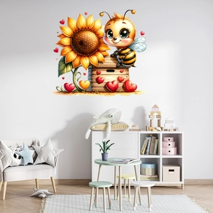 Cartoon Bee Sunflower Heart Self Adhesive Wall Sticker For Kids Room Bedroom Living Room Decorative PVC Mural Decal