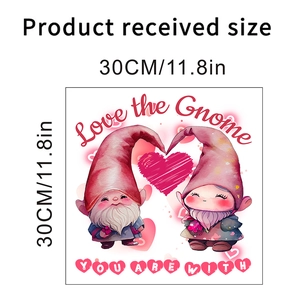 Detail of 30cm Valentine's Day Gnome wall sticker featuring Love the Gnome text