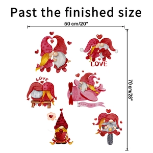 Détails des stickers muraux nains de la Saint-Valentin avec dimensions finales 50x70 cm