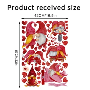 Détail montrant les dimensions 42x57cm des stickers muraux gnomes de Saint-Valentin