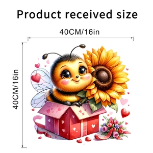 Detail showing the 40cm bee and heart wall sticker sheet for bedroom decor