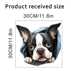 30x30cm waterproof self-adhesive wall sticker featuring a lifelike Boston Terrier design