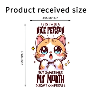 Detail view of cartoon cat wall sticker measuring 40x57cm for bedroom decoration