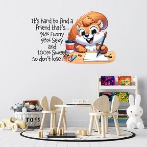 Self-adhesive cartoon squirrel wall sticker for kids room decoration with cute design