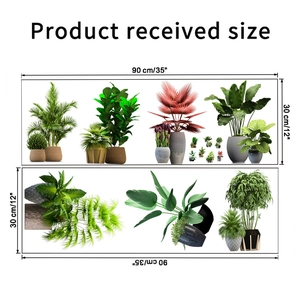 Product dimensions of tropical potted plant wall stickers showing size 90cm x 30cm layout