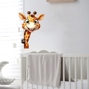 3D cartoon giraffe wall sticker with vivid yellow colors for nursery room wall decor