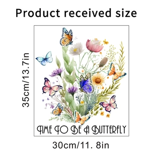 Waterproof butterfly and flower toilet wall sticker with size dimensions 30x35cm