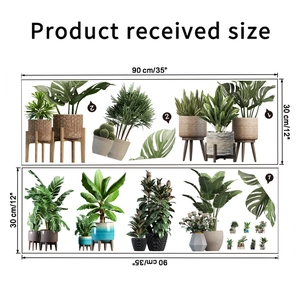 Detail showing two sheets of tropical plant wall stickers measuring 90x30 cm each