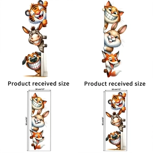 Self-adhesive animal wall stickers set featuring cute cartoon tiger rabbit and fox designs