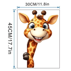Technical view showing the 30x45cm dimensions for the cartoon giraffe wall sticker
