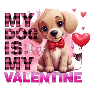 Detail of cartoon dog with My Dog Is My Valentine text for Valentine's wall sticker
