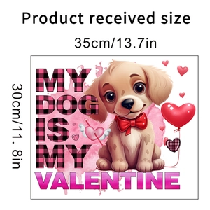 Valentine's Day cartoon dog wall sticker with My Dog Is My Valentine text 30x35cm