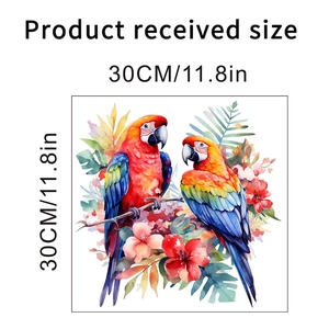 Waterproof parrot flower wall sticker with 30x30cm size specification for home decor