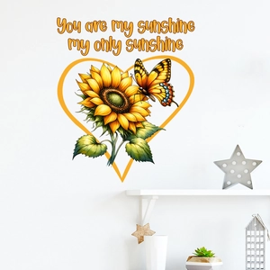 Sunflower Butterfly Heart Quote Wall Sticker Waterproof Removable PVC Art Mural You Are My Sunshine Home Decor