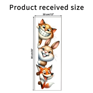 Detailed sheet size 30x90cm showing cat, rabbit, and fox wall stickers for home decor