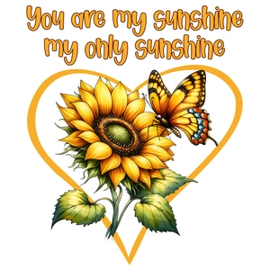 Waterproof sunflower and butterfly wall sticker with You are my sunshine quote
