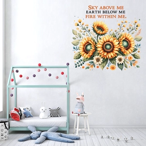 Watercolour sunflower wall decals with inspirational quotes for kids bedroom decor