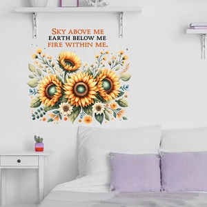 Sunflower wall decal with inspirational quote for bedroom decor and self-adhesive design