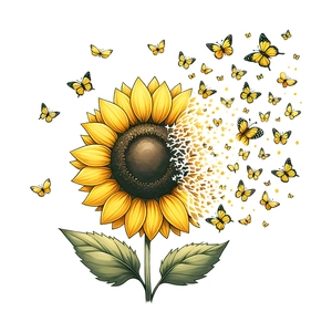 Waterproof sunflower and butterfly wall sticker for living room and bedroom decor