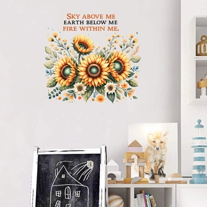 Inspirational sunflower wall decal with English quote for home living room decor