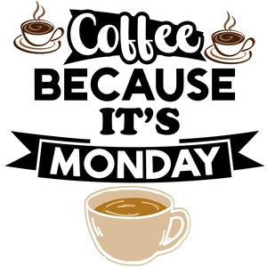 Detail of waterproof wall sticker with Coffee Because It Is Monday slogan and cup graphics