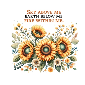 Waterproof sunflower wall sticker with inspiring quote for living room decor