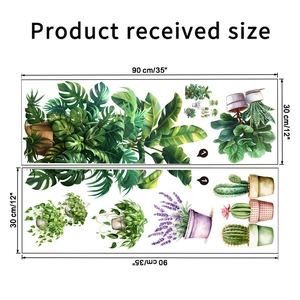 Detail showing two sheets of waterproof tropical plant wall stickers 90x30cm size