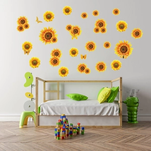 Adesivi murali girasole e farfalla per decorazione cameretta bambini e asilo nido