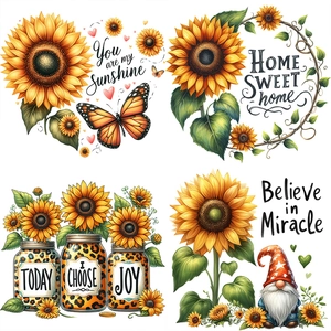 Waterproof sunflower and butterfly wall stickers with inspirational quotes for home decor