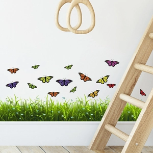 Stickers muraux autocollants papillon et herbe pour décor de salon et chambre