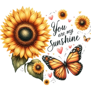 Detail of sunflower and butterfly wall stickers with You are my sunshine quote