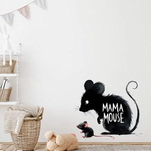 Sticker mural adhésif avec motif maman souris pour décoration de chambre d'enfant