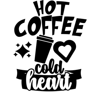 Detail of Hot Coffee Cold Heart black vinyl wall sticker with coffee cup and stars