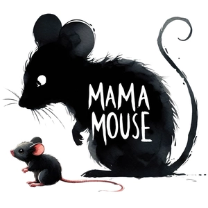 Sticker mural décoratif avec silhouette Mama Mouse et petite souris pour salon et chambre