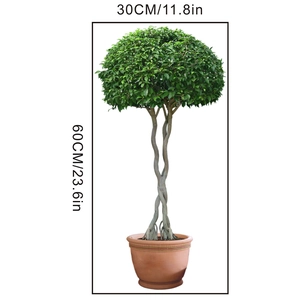 Artificial potted green plant wall sticker with 60cm height and 30cm width dimensions