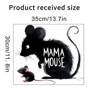 Dimensions du sticker mural Mama Mouse et souriceau mesurant 35 cm par 30 cm