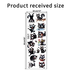 Tabella taglie dettagliata per adesivi murali gatto nero che misurano 30cm per 90cm