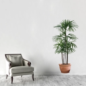 Lush green potted plant wall sticker featuring palm leaf design for home wall decor