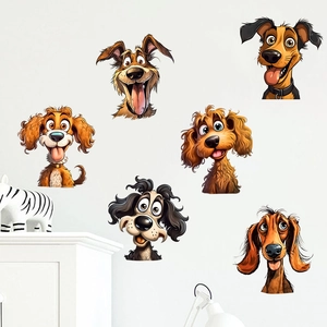 Funny Cartoon Dog Wall Stickers Waterproof PVC Removable Animal Decals For Kids Room Bedroom Living Room Home Decor